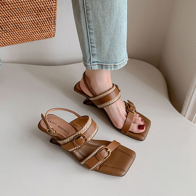 Karin Luna In Stock Spot Goods Vacation style Sofa Cushion Square Toe Irregular Heel Open-Toe Sandals