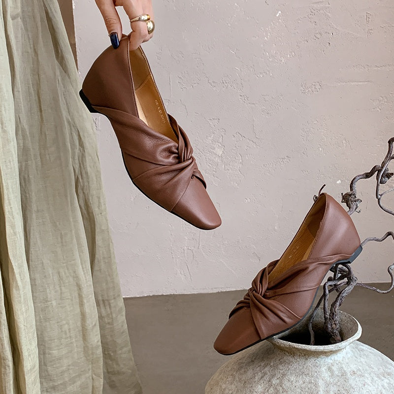 Karin Luna Cross Design Square Toe Hidden Wedge Shoes