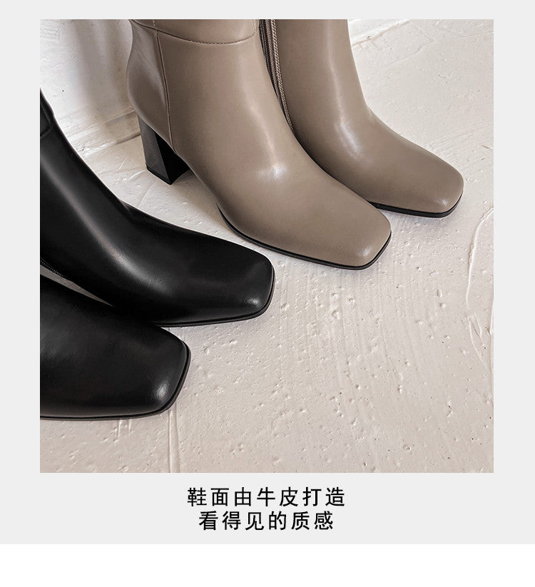 Karin Luna In Stock Spot Goods  Chunky Heel Side Zipper Riding Boots