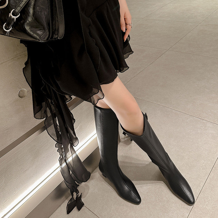 Karin Luna In Stock  In-stock Square Toe Straight Slip-on Long Boots