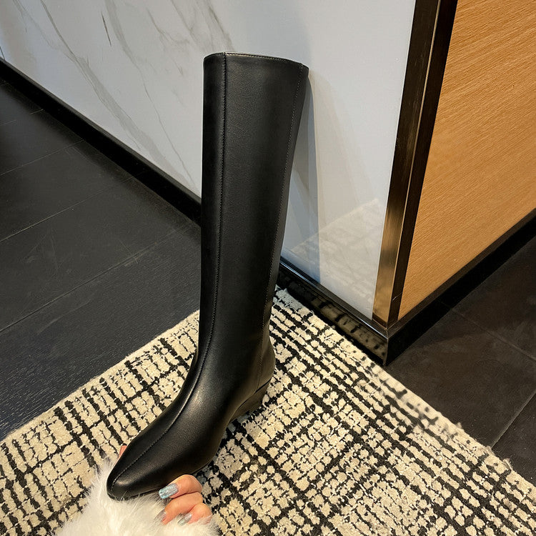 Karin Luna In Stock  In-stock Square Toe Straight Slip-on Long Boots