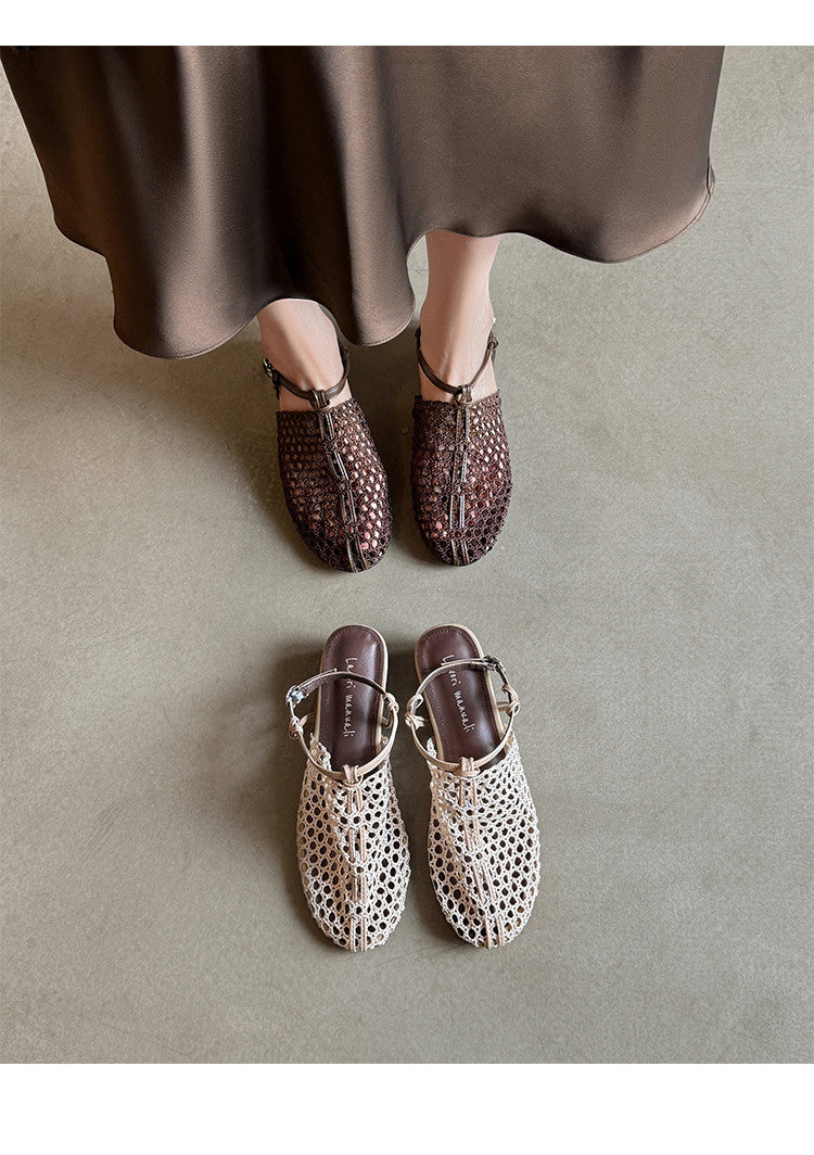 Karin Luna In Stock Spot Goods  Resort Style Series~Casual woven closed-toe flat sandals