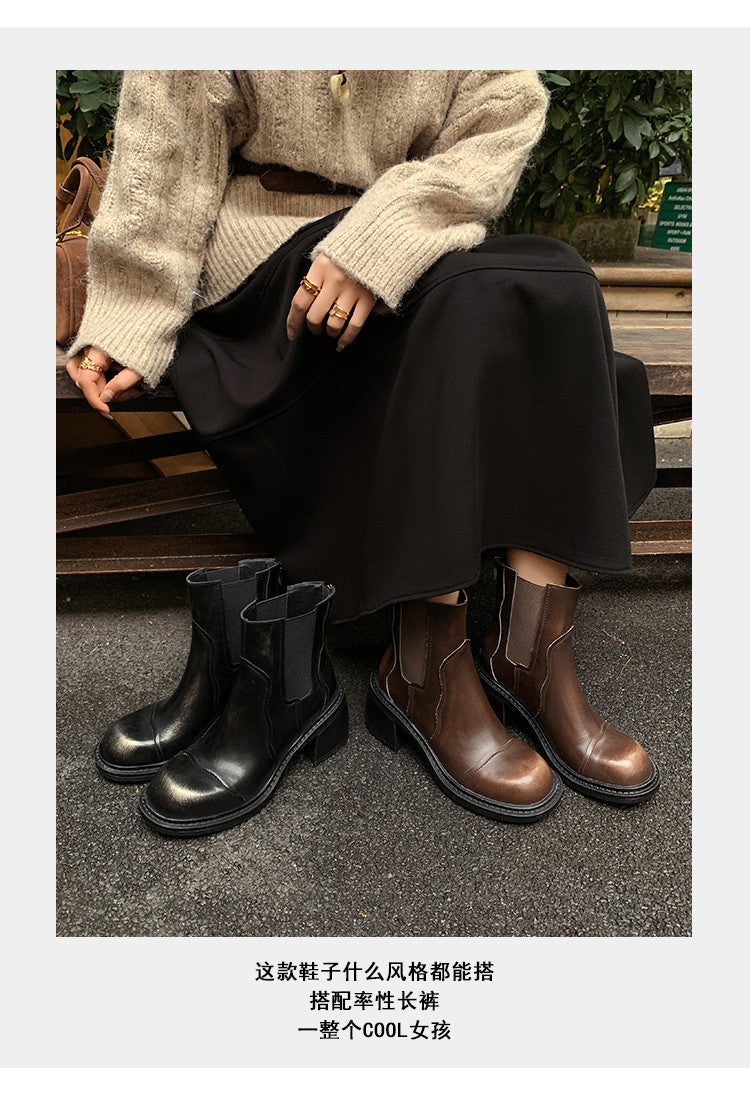 Karin Luna In Stock Spot Goods  Round Toe Stretch Round Toe Chelsea Short Boots