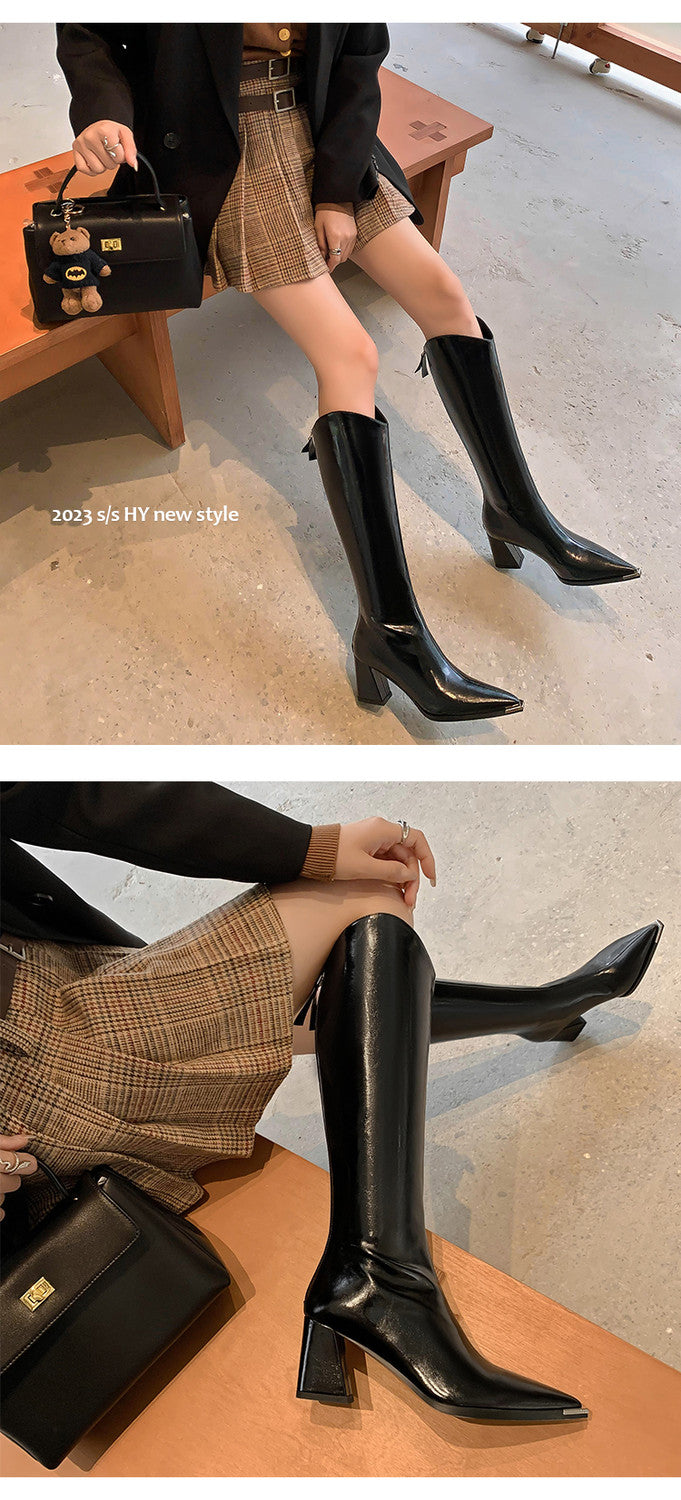 Karin Luna In Stock In-stock Pointed Toe Elegant High Heels v Slimming Effect Long Boots