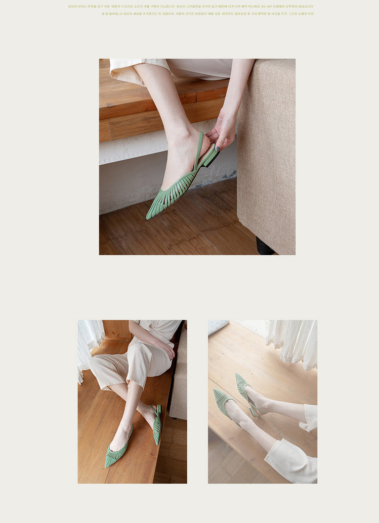 Karin Luna Bestseller Spot Goods French Retro Style Thin Strap Flat Heel Closed Toe Slippers
