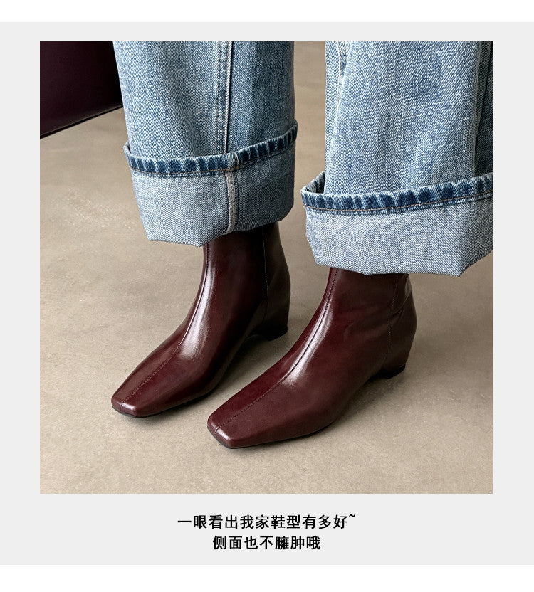 Karin Luna Basic Versatile  Square toe Hot-selling Short Boots