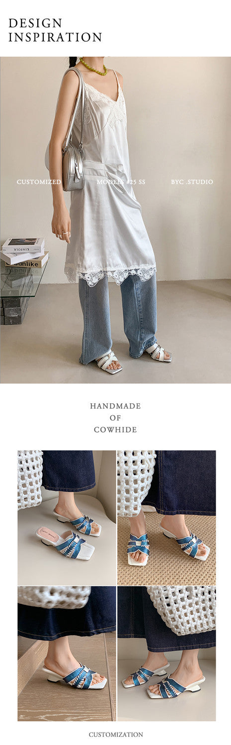 Karin Luna Fish Skin Series~ Hot-selling Square-Toe Slippers with Built-in Traffic