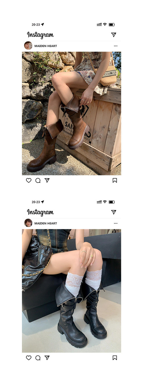 Karin Luna In Stock In-stock Foldable Niche Thick-soled Knight Boots