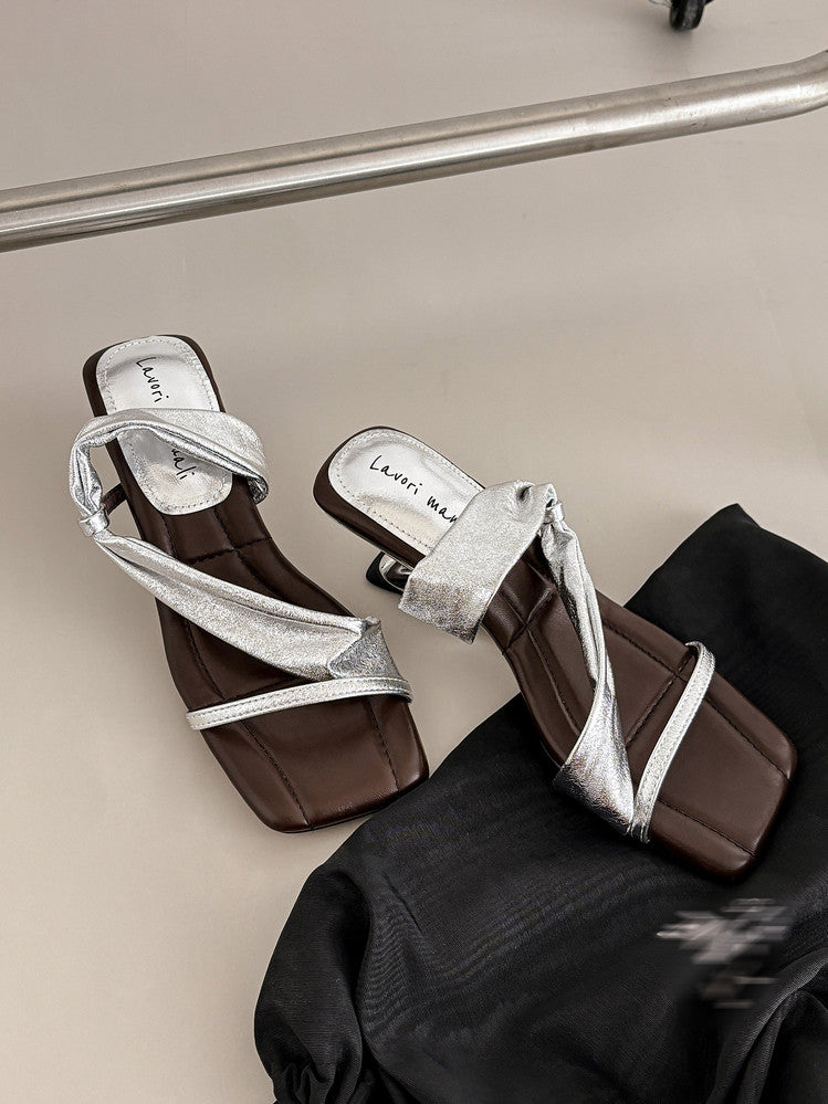 Karin Luna In Stock Spot Goods Minimalist Style Square-Toed Irregular Heel Slippers