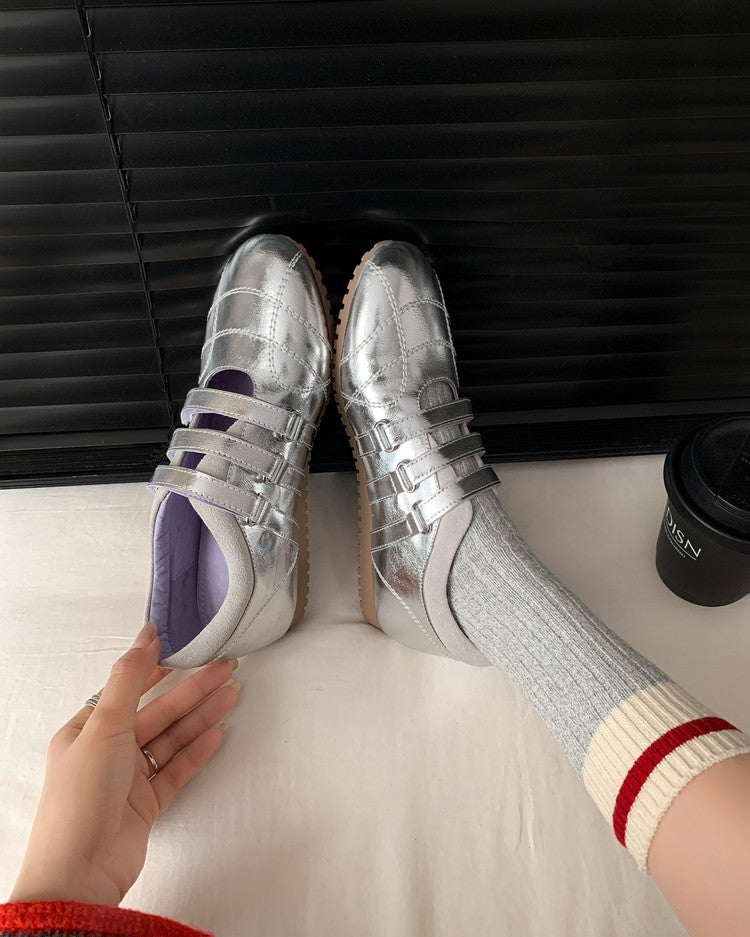 Karin Luna Casual Shoes Series~  In Stock In Stock Magic Tape Round Toe Internal Height Increase Single Strap Flats