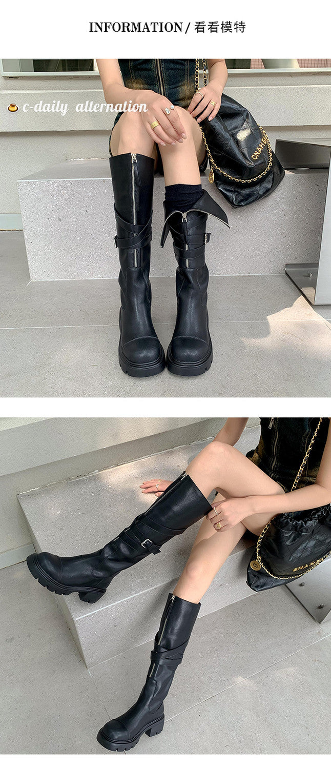 Karin Luna In Stock In-stock Foldable Niche Thick-soled Knight Boots