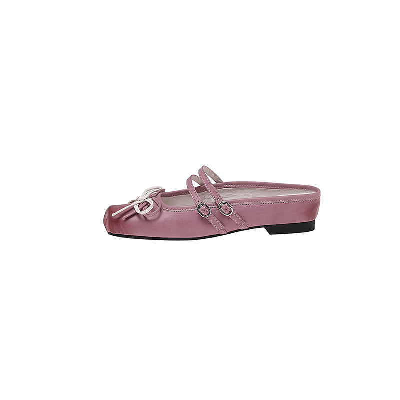 Karin Luna In Stock In Stock   Summer New Sweet Bowknot Color Block Square Toe Height-Increasing Slippers