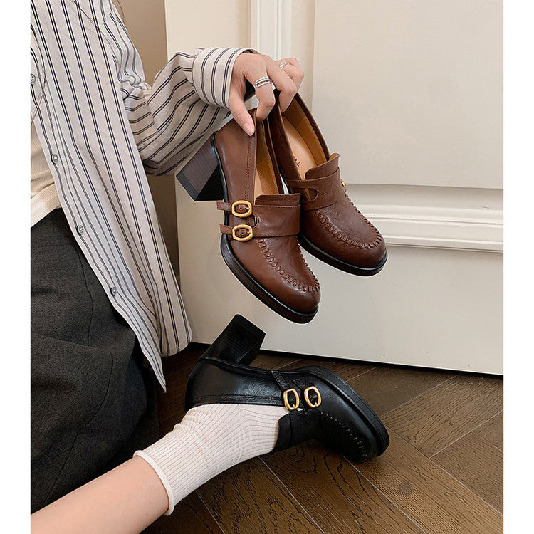 Karin Luna Bestseller Hot-Selling Derivative Edition Self-contained Strap Buckle Casual Loafers