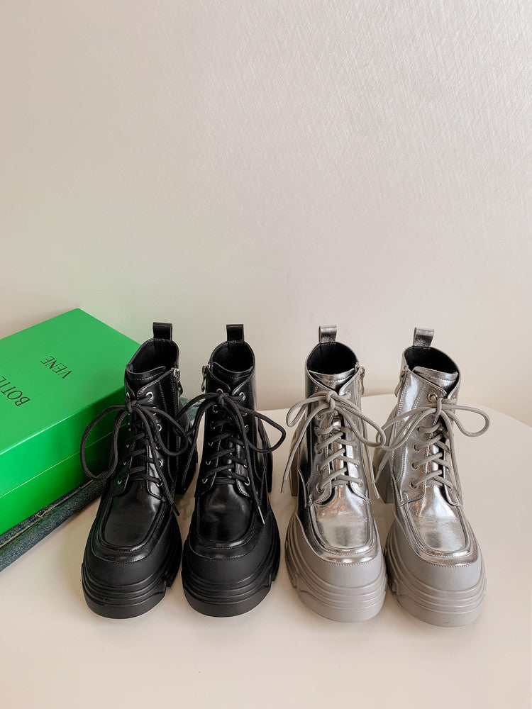 Karin Luna Casual Thick Sole Lace-up Short Boots