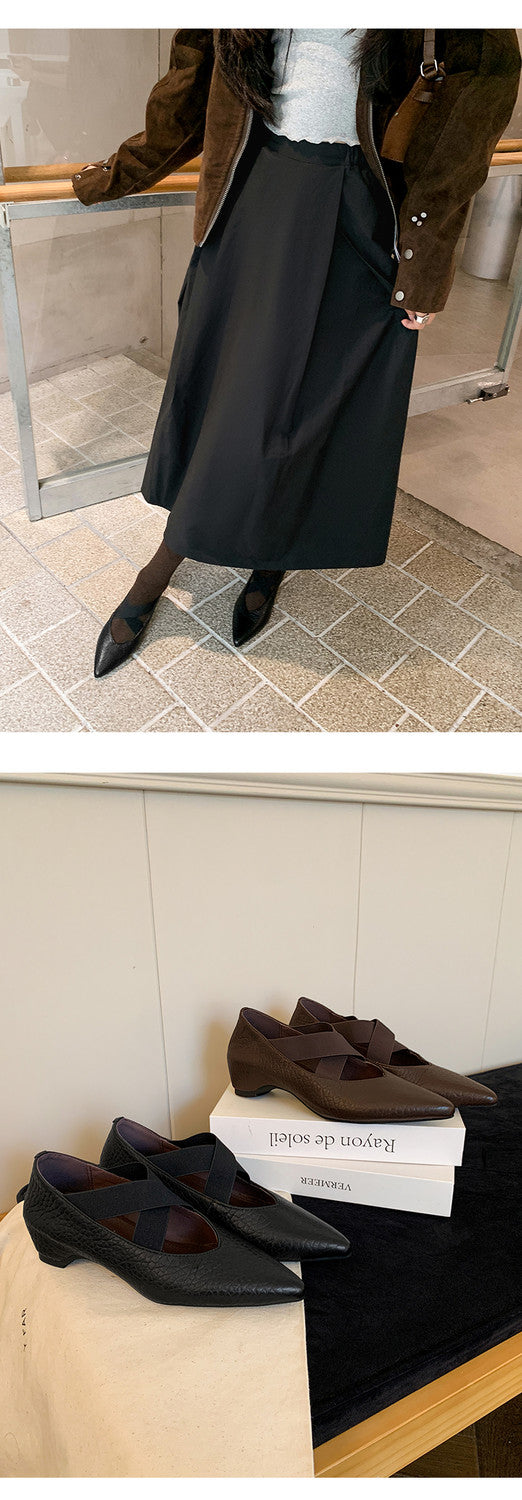 Karin Luna In Stock  Spot Goods  a Large Number of Spot Goods Pointed Toe Cross Strap Hidden Wedge Shoes