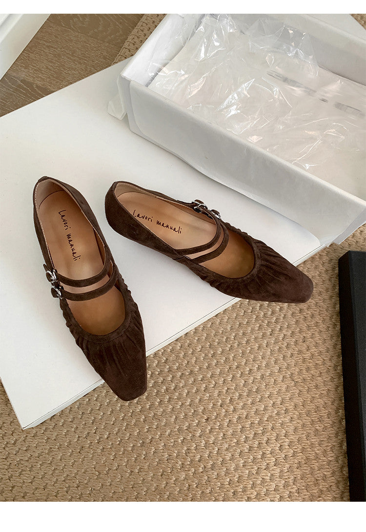 Karin Luna Full Leather Inside and Out Popular Element Amber Heel Elegant French Style Single Shoes