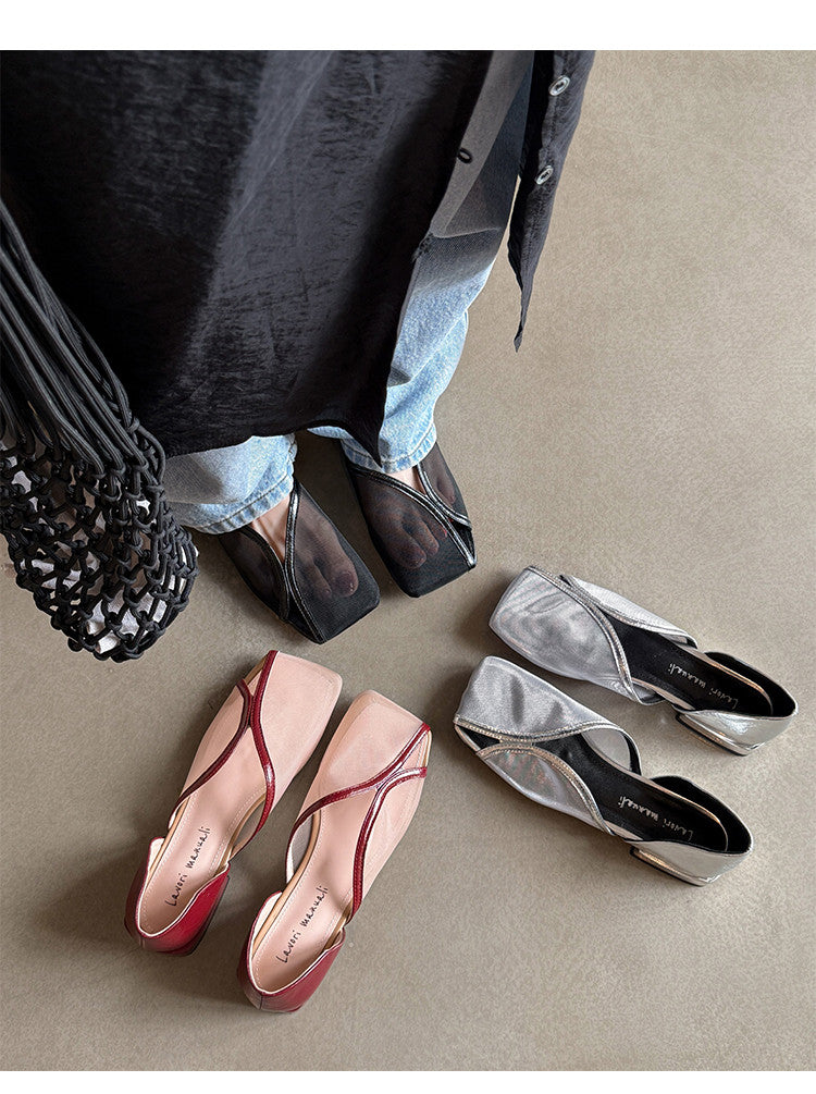 Karin Luna In Stock Spot Goods  Square Toe Mesh Sandals