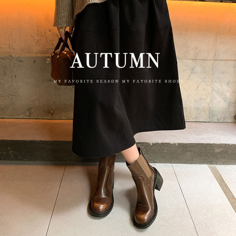 Karin Luna In Stock Spot Goods  Round Toe Stretch Round Toe Chelsea Short Boots