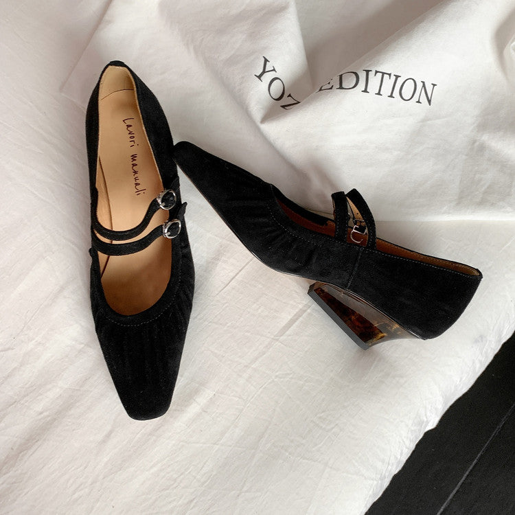 Karin Luna Full Leather Inside and Out Popular Element Amber Heel Elegant French Style Single Shoes