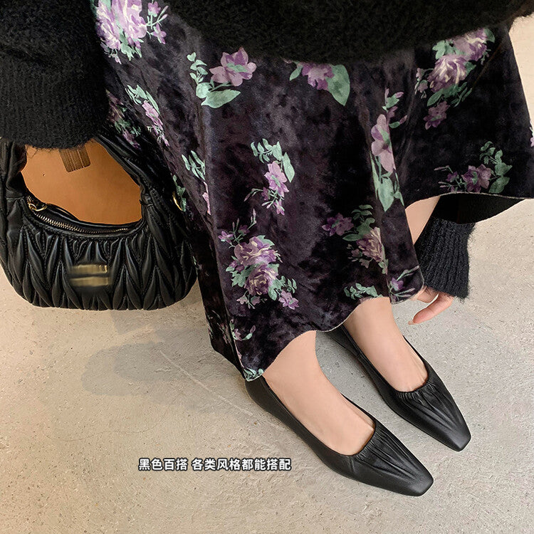 Karin Luna fell in love at first sight~ Spot Goods  Spot Goods Vintage Wrinkled Hollow Soft Sheepskin Elegant Versatile Single Shoes