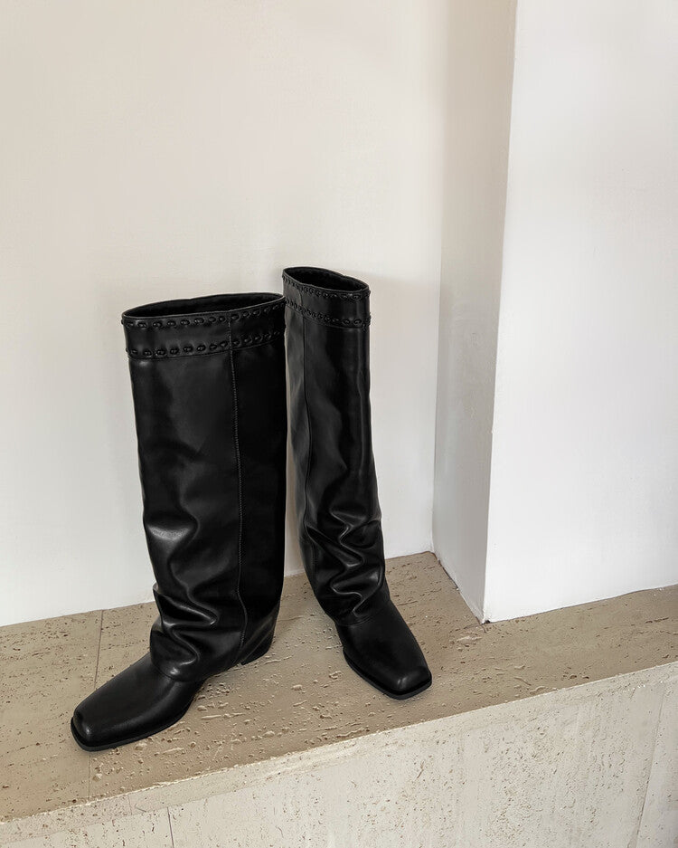 Karin Luna cool girl Stylish and Sweet Square-Toe Booties