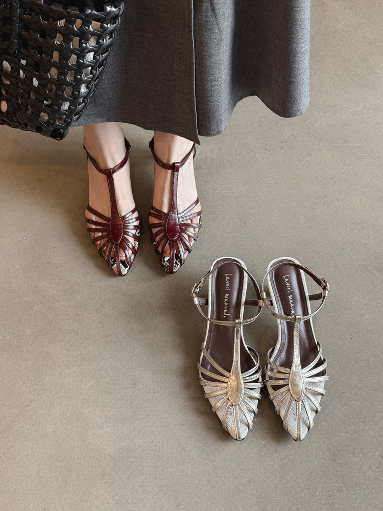 Karin Luna In Stock Spot Goods Open-toe French Style Metal Heel Sandals