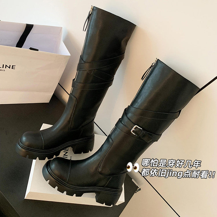 Karin Luna In Stock In-stock Foldable Niche Thick-soled Knight Boots