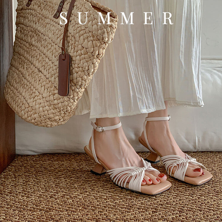 Karin Luna In Stock Spot Goods   Super stable shaped heel hand-woven open-toe sandals
