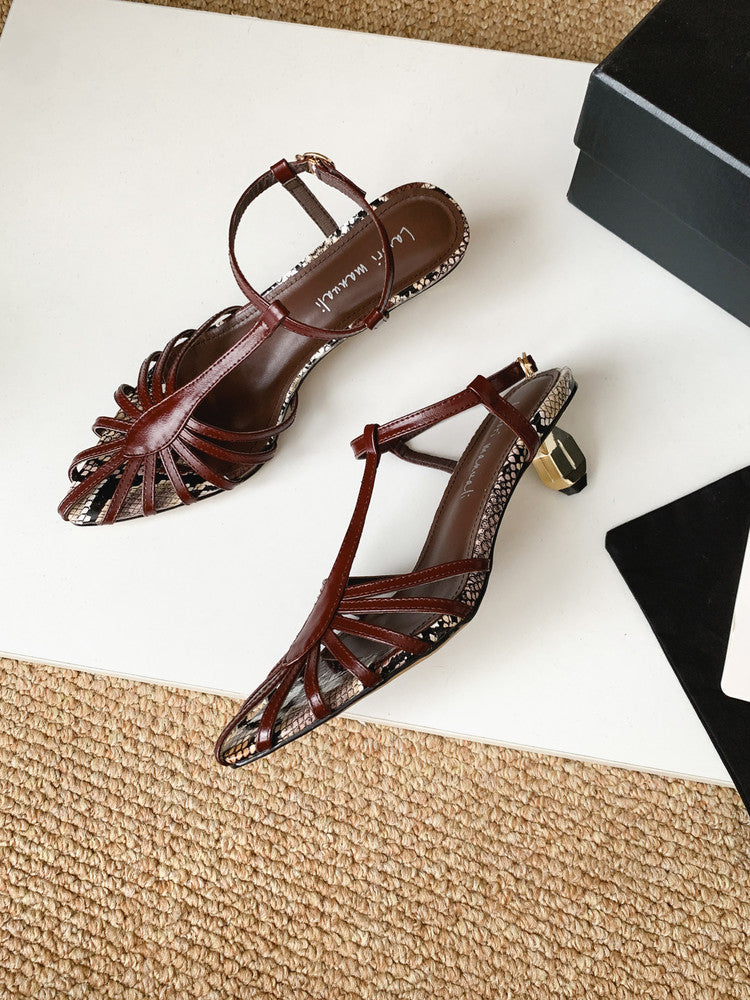 Karin Luna In Stock Spot Goods Open-toe French Style Metal Heel Sandals