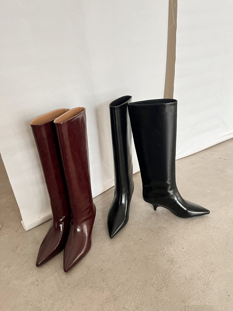 Karin Luna In Stock In Stock    Stunning Elegant Style Kitten Heel Straight Long Boots