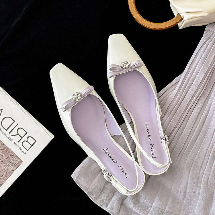 Karin Luna In Stock In Stock Sweet Bowknot Small Square Toe Chunky Heel Closed-toe Elegant Retro Sandals