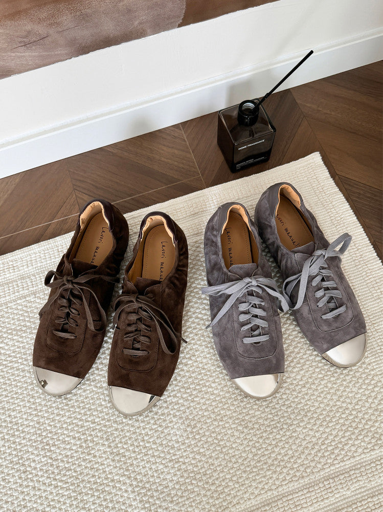 Karin Luna In Stock In Stock  High-end Metal Toe Lace-up Flats