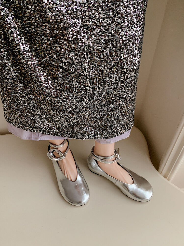 Karin Luna In Stock Large Stock Main Promotion  Two-Way Wear Height-Increasing Retro Gold Buckle Mary Jane Shoes