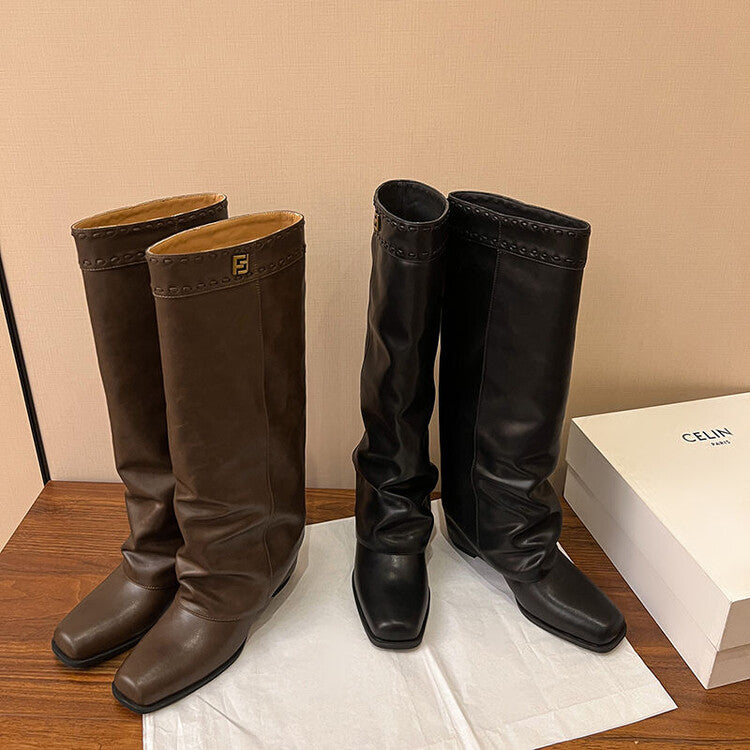 Karin Luna cool girl Stylish and Sweet Square-Toe Booties