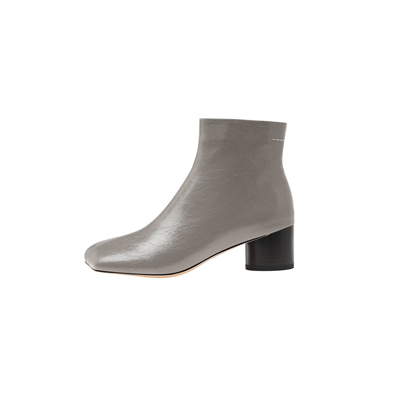Karin Luna French Style Square Toe Chunky Heel Ankle Boots