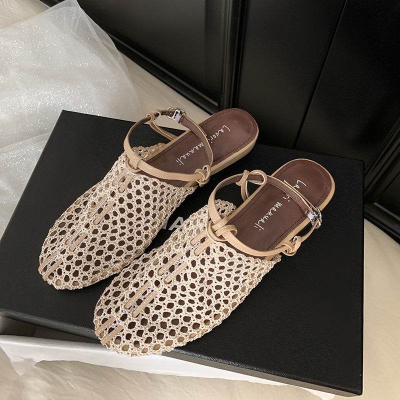 Karin Luna In Stock Spot Goods  Resort Style Series~Casual woven closed-toe flat sandals