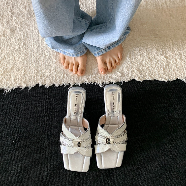 Karin Luna Fish Skin Series~ Hot-selling Square-Toe Slippers with Built-in Traffic