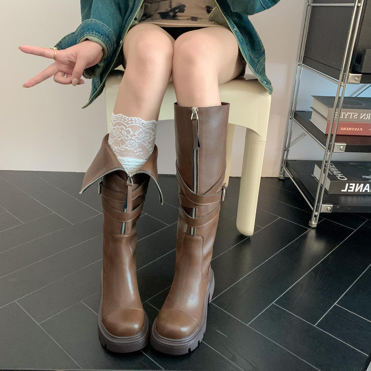 Karin Luna In Stock In-stock Foldable Niche Thick-soled Knight Boots