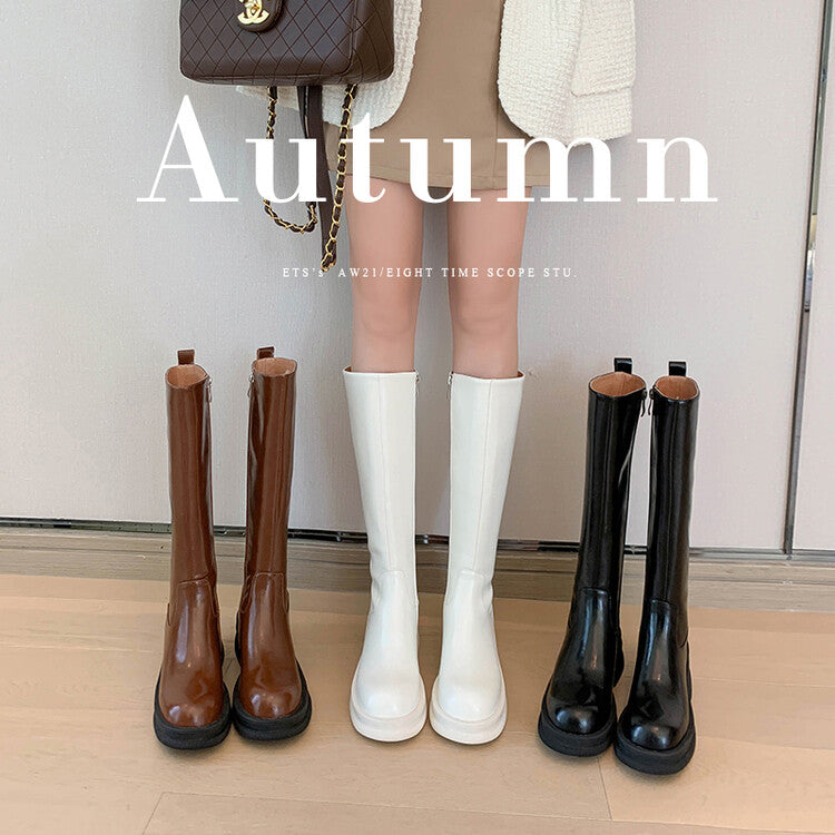Karin Luna In Stock Spot Goods  Always in stock  Classic Basic Style Round Toe Thick Sole Knight Boots