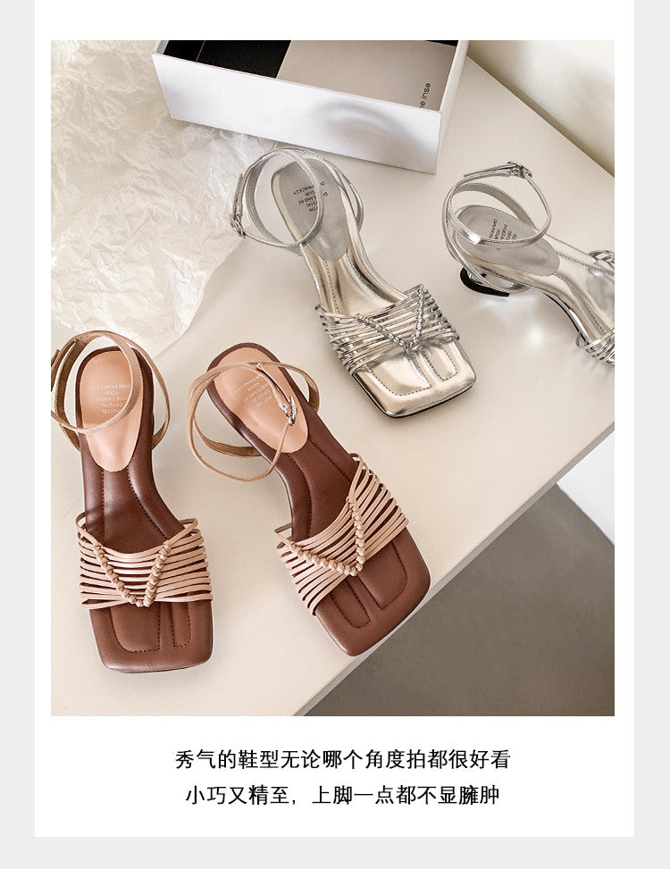 Karin Luna Data Hot Item  Comes with data plan included Hand-woven Square Toe Sofa Insoles Irregular Heel Sandals