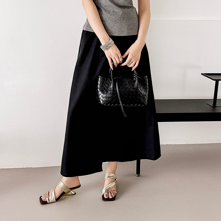 Karin Luna In Stock Spot Goods Minimalist Style Square-Toed Irregular Heel Slippers