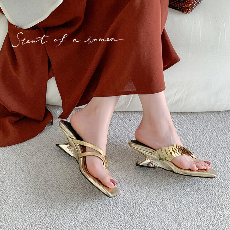 Karin Luna Exquisite Daughter~t Footrest with Rhinestones for a Sofa-like Feel  Sequin Flip-Flops