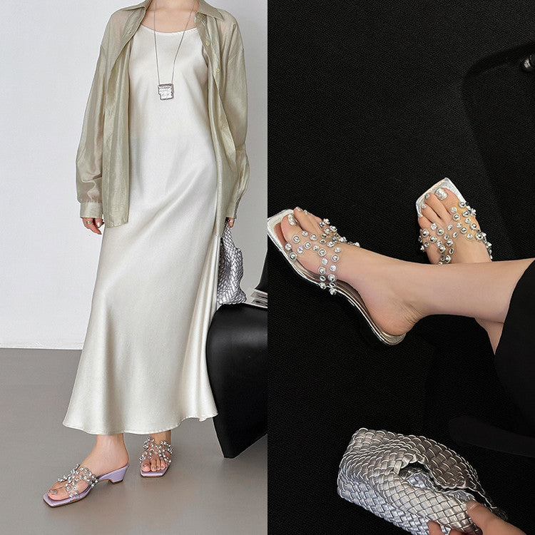 Karin Luna In Stock Spot Goods Classic versatile transparent sequin slippers