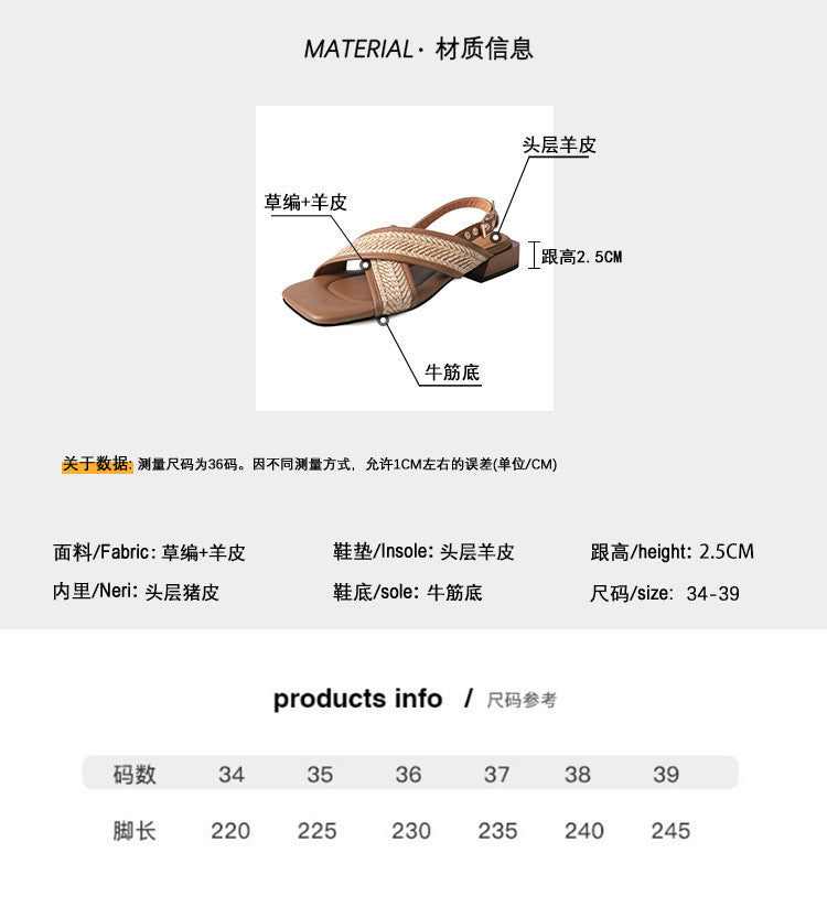 Karin Luna In Stock  Spot Goods Woven Style  Cross-strap Vacation Style Flat Sandals