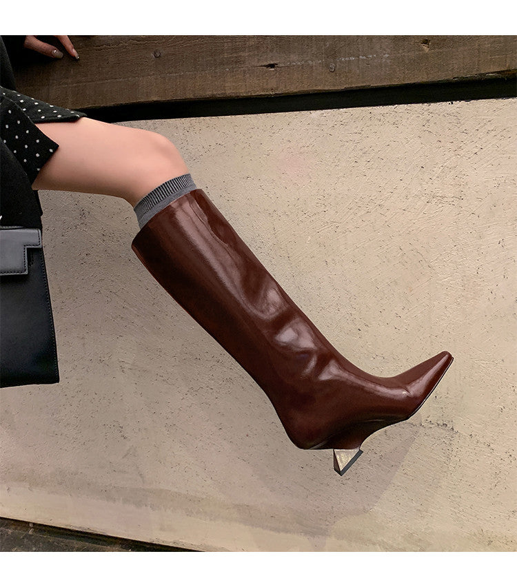 Karin Luna European and American Style Unisex Square-Toed Long Boots