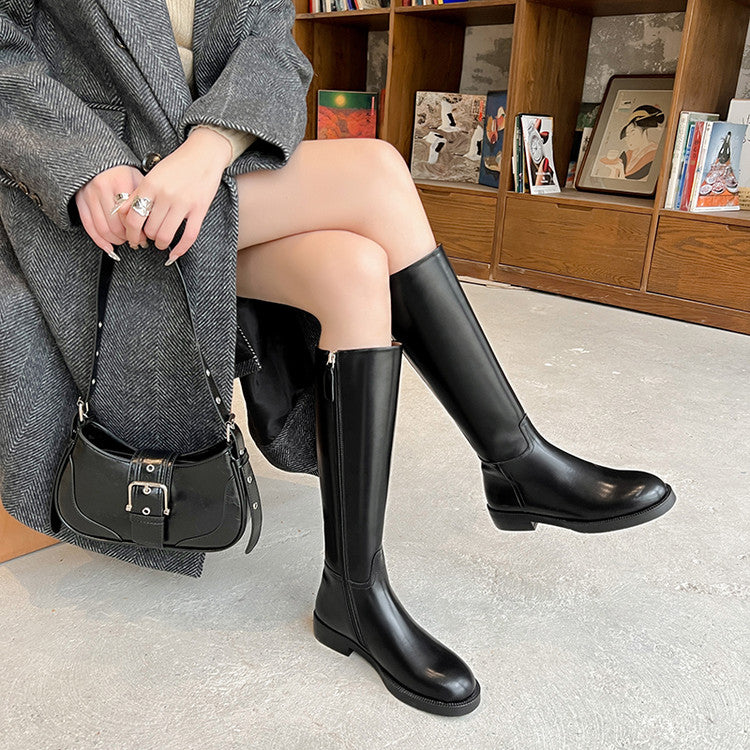 Karin Luna In Stock In-stock Basic Classic Timeless Round Toe Casual Riding Boots
