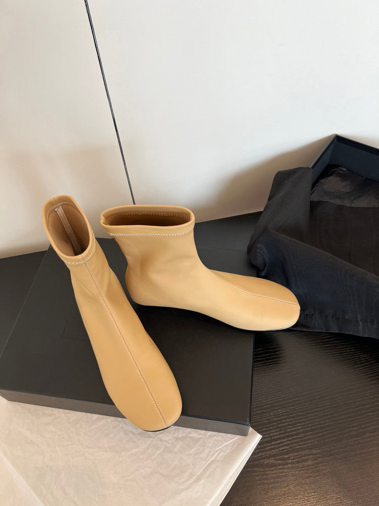 Karin Luna In Stock Spot Goods Round Toe Basic Stretch Slim Short Boots