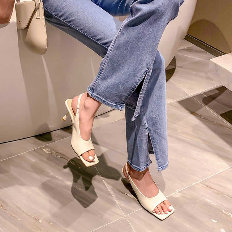 Karin Luna Classic Style Square Toe Open Toe French Retro Sandals