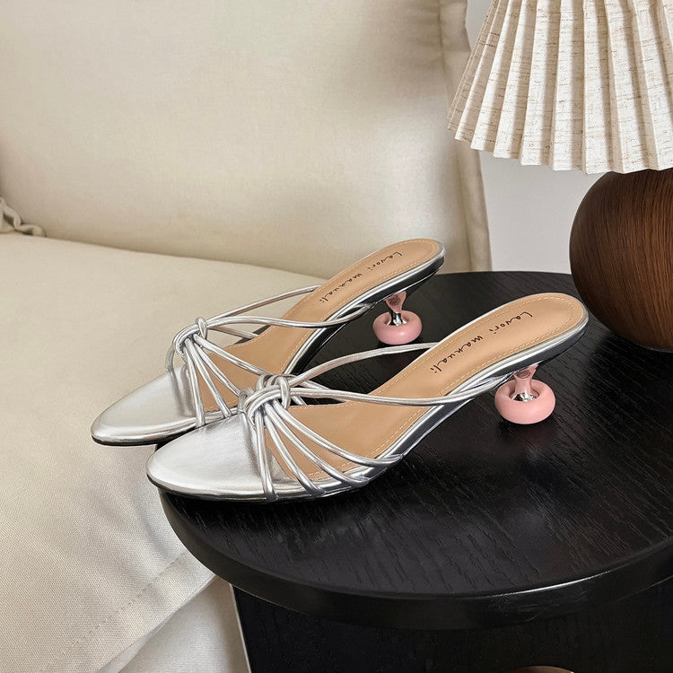 Karin Luna In Stock In Stock  In Stock Round Toe Cross Hollow Round Toe Stiletto Slippers