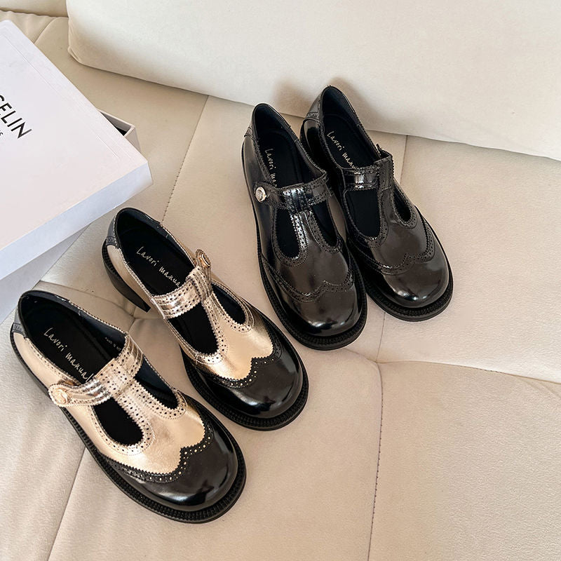 Karin Luna In Stock Spot Goods  Color Matching t Round Toe British Style Single Shoes